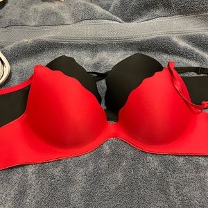 B. Tempted by wacoal Barely used Bra. Red and Black Push Up Bra.
